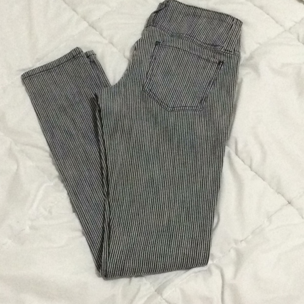 Pin stripe skinny jeans